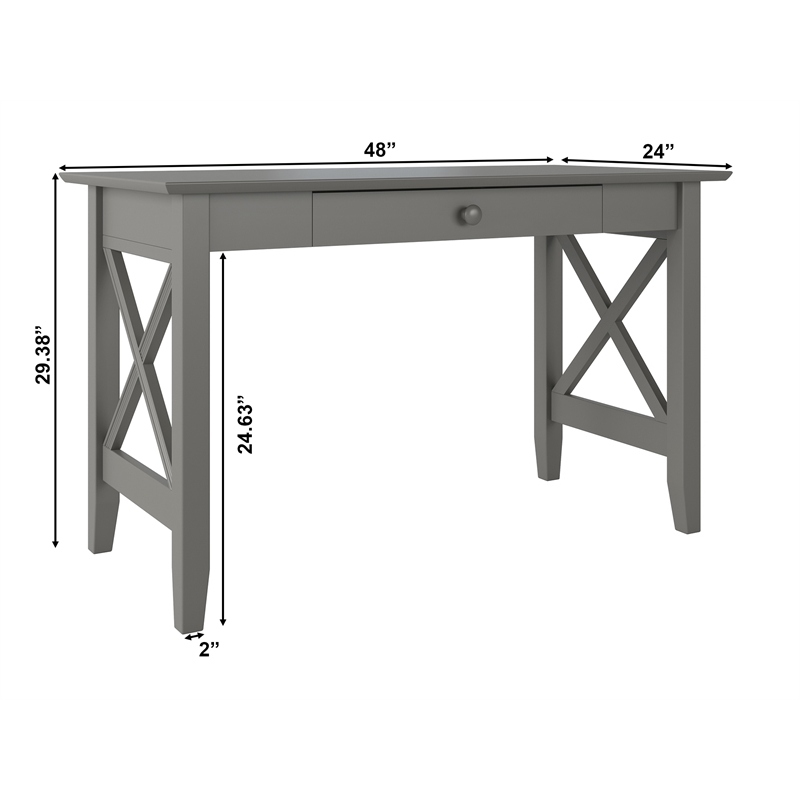 AFI Lexi Solid Wood Writing Desk with Felt Lined Drawer in Gray
