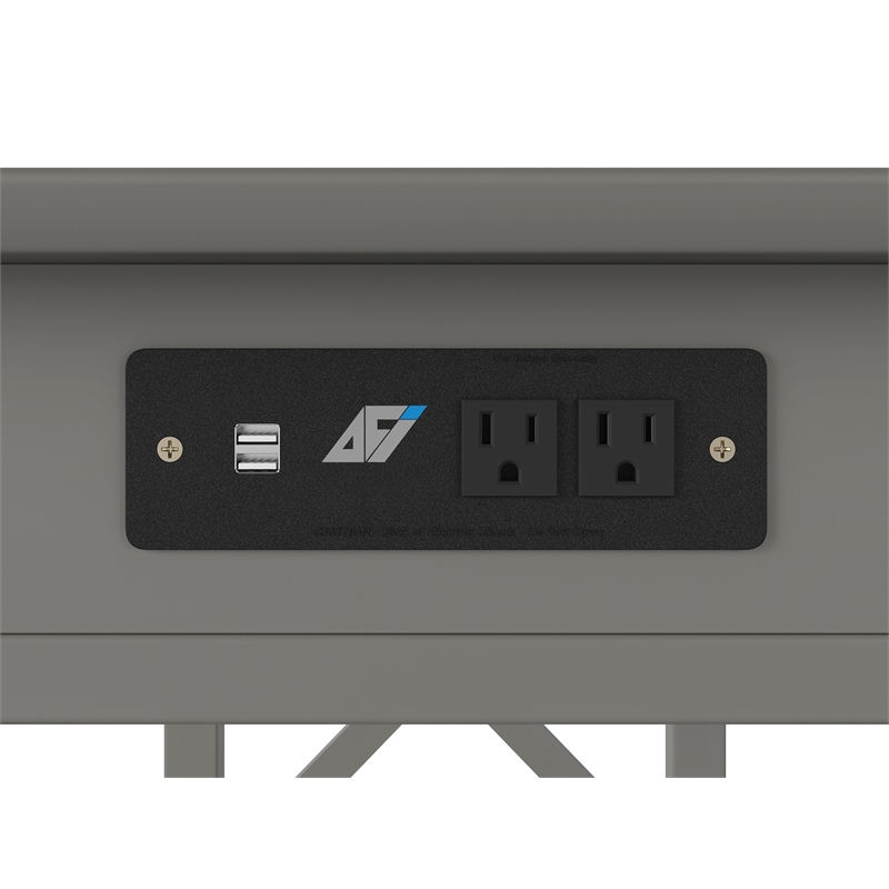 AFI Lexi Solid Wood Writing Desk with Drawer and Device Charger in Gray