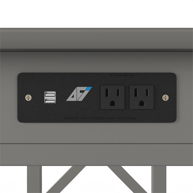AFI Lexi Solid Wood Writing Desk with Drawer and Device Charger in Gray