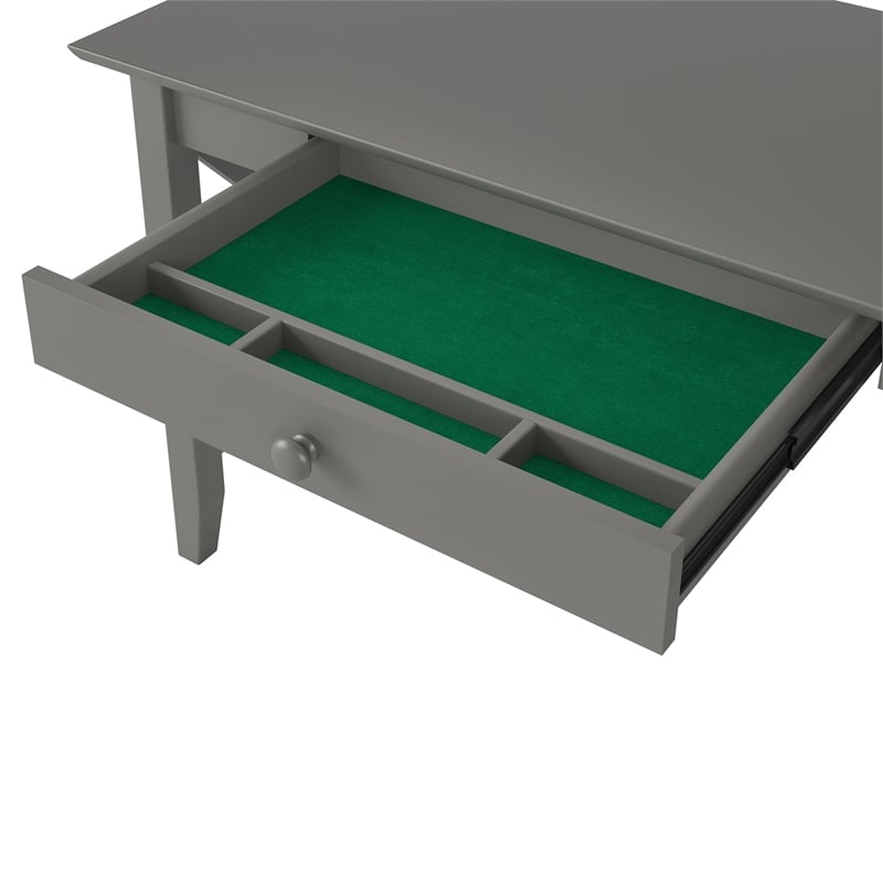 AFI Lexi Solid Wood Writing Desk with Drawer and Device Charger in Gray