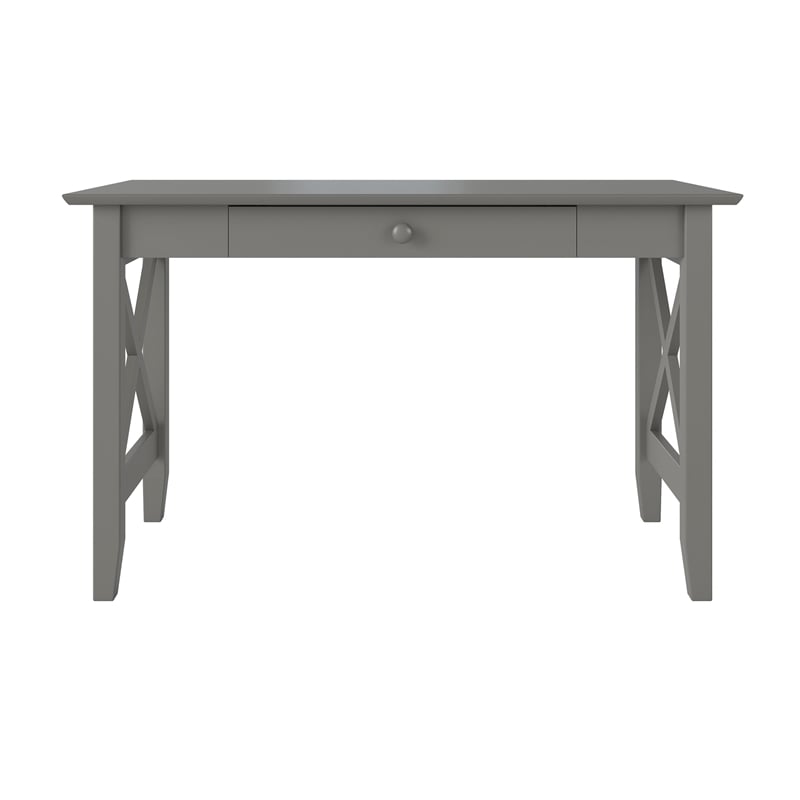 AFI Lexi Solid Wood Writing Desk with Drawer and Device Charger in Gray
