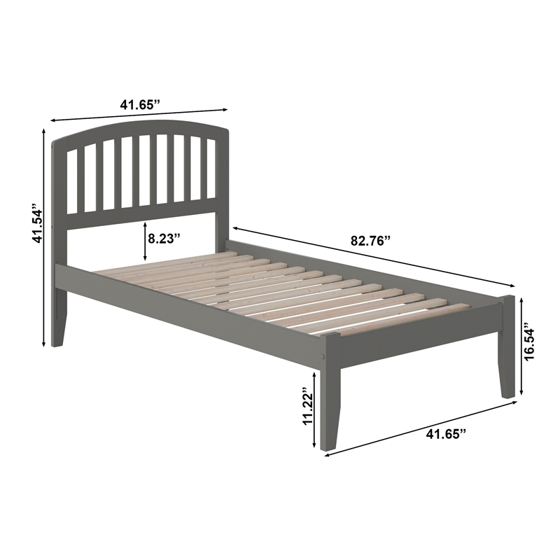 Richmond Twin XL Solid Wood Platform Bed in Grey