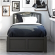 Richmond Twin XL Wood Platform Bed with Footboard & Storage Drawers in Grey