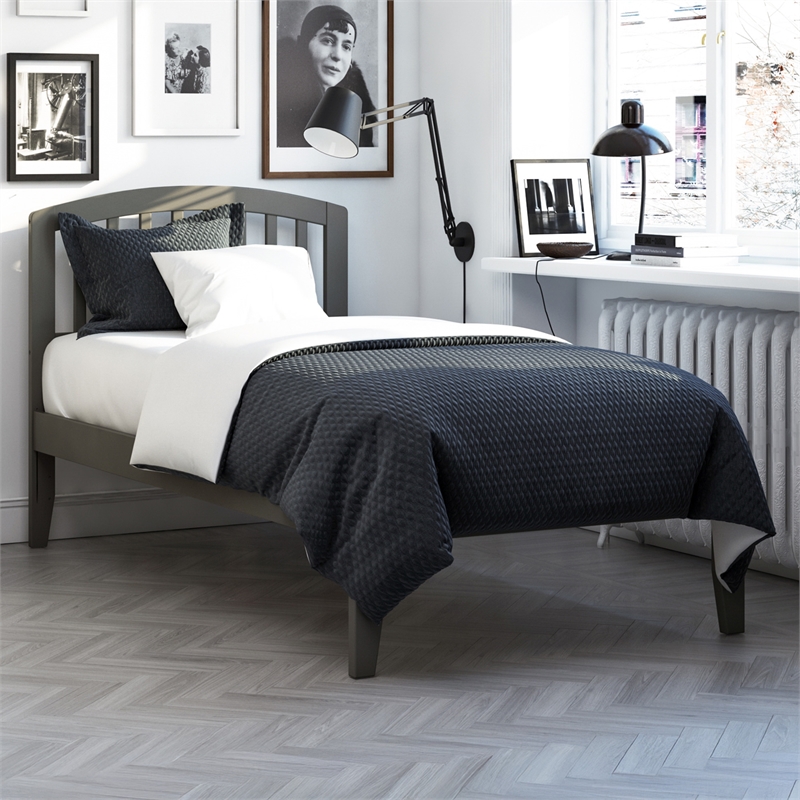 Richmond Twin Solid Wood Platform Bed in Grey