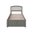Richmond Twin Wood Platform Bed with Footboard and Twin Trundle in Grey
