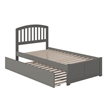 Richmond Twin Wood Platform Bed with Footboard and Twin Trundle in Grey
