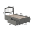 Richmond Twin Wood Platform Bed with Footboard and Storage Drawers in Grey
