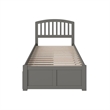 Richmond Twin Wood Platform Bed with Footboard and Storage Drawers in Grey