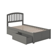 Richmond Twin Wood Platform Bed with Footboard and Storage Drawers in Grey