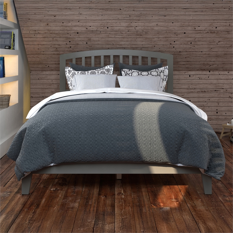Richmond Full Solid Wood Foundation Bed in Grey