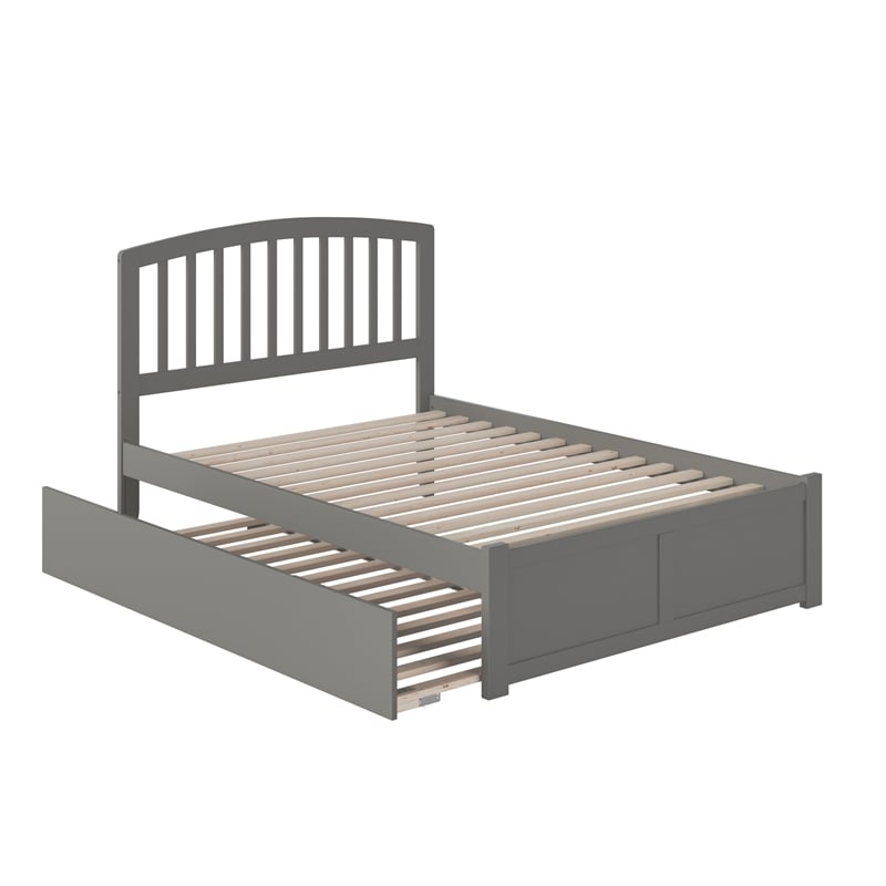 Richmond Full Wood Platform Bed with Footboard and Twin Trundle in Grey