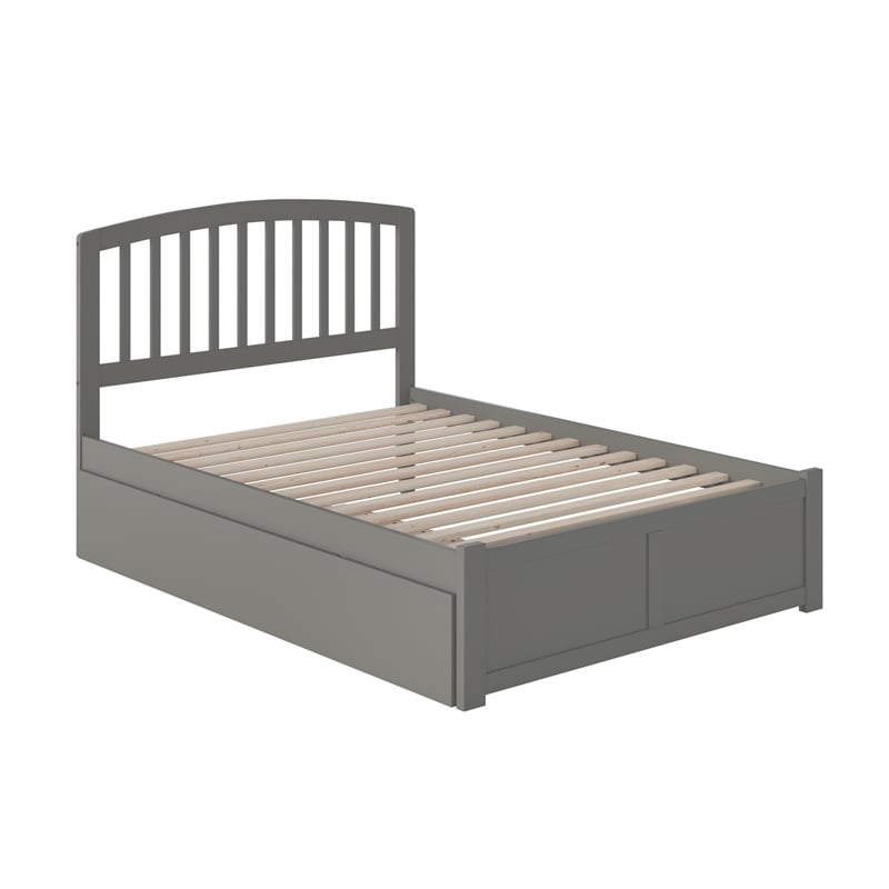 Richmond Full Wood Platform Bed with Footboard and Twin Trundle in Grey
