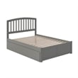 Richmond Full Wood Platform Bed with Footboard and Twin Trundle in Grey
