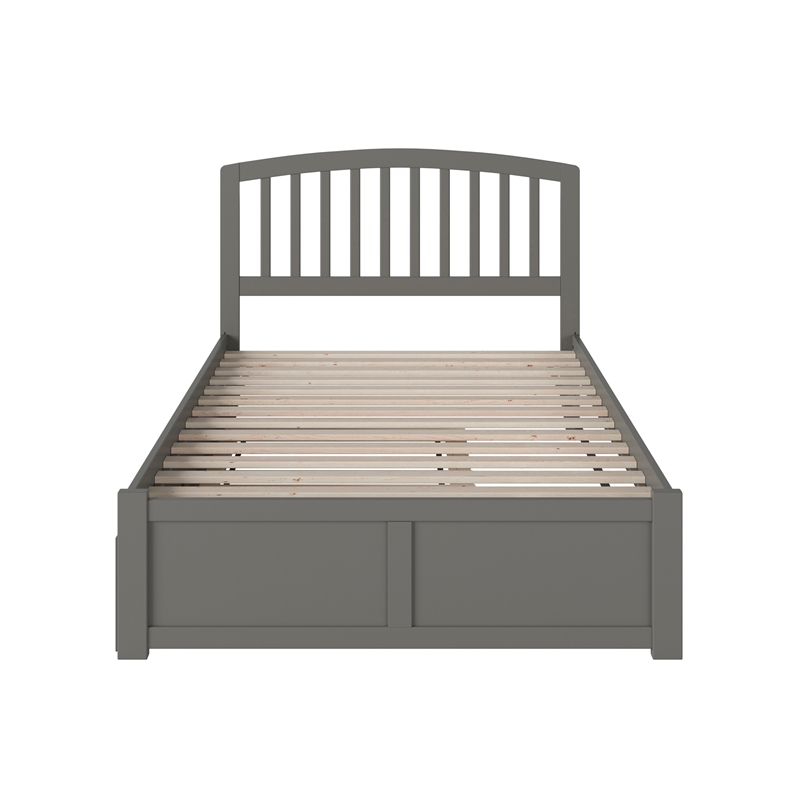 Richmond Full Wood Platform Bed with Footboard and Twin Trundle in Grey