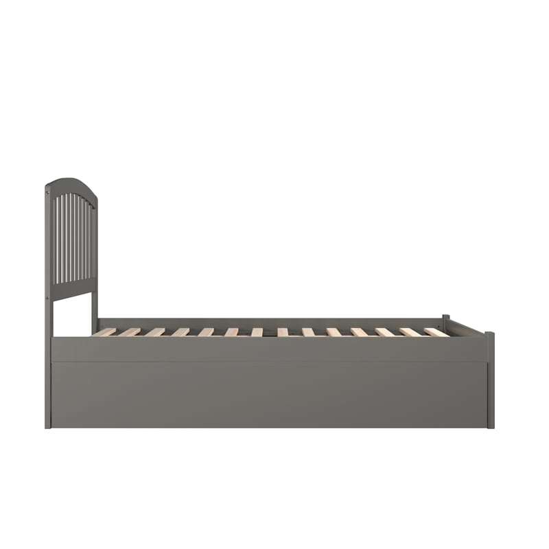 Richmond Full Wood Platform Bed with Footboard and Twin Trundle in Grey