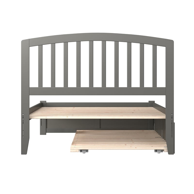 Richmond Full Wood Platform Bed with Footboard and Twin Trundle in Grey