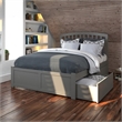 Richmond Full Wood Platform Bed with Footboard and Storage Drawers in Grey