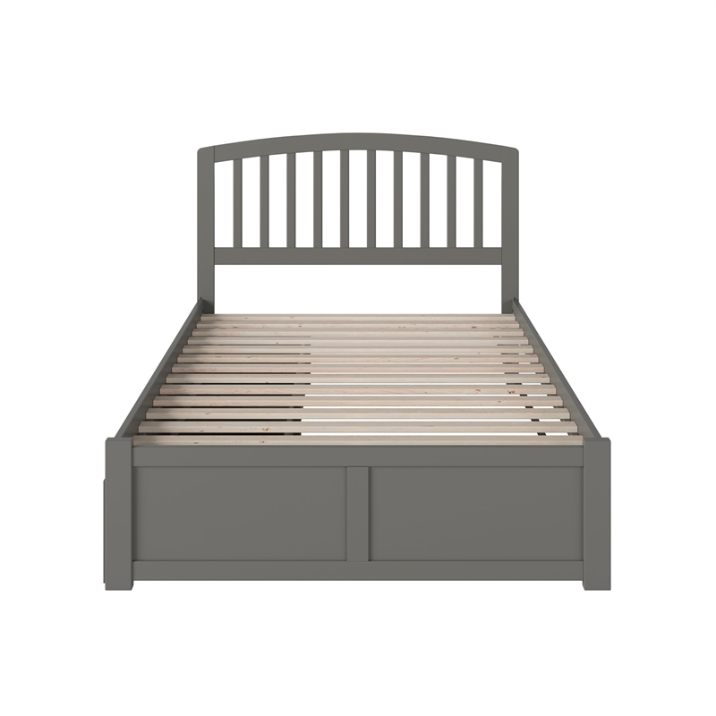 Richmond Full Wood Platform Bed with Footboard and Storage Drawers in Grey
