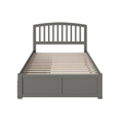 Richmond Full Wood Platform Bed with Footboard and Storage Drawers in Grey