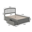 Richmond Full Wood Platform Bed with Footboard and Storage Drawers in Grey