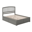 Richmond Solid Wood King Platform Bed with Footboard and Storage Drawers in Grey
