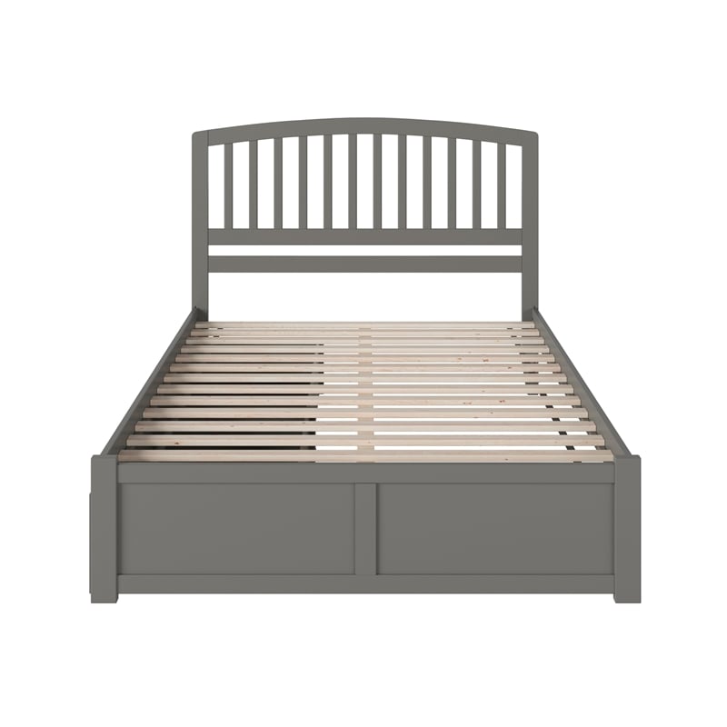 Richmond Solid Wood King Platform Bed with Footboard and Storage Drawers in Grey