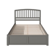 Richmond Solid Wood King Platform Bed with Footboard and Storage Drawers in Grey