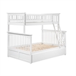 AFI Columbia Twin over Full Solid Wood Bunk Bed with Trundle in White