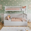 AFI Columbia Twin over Full Solid Wood Bunk Bed with Trundle in White