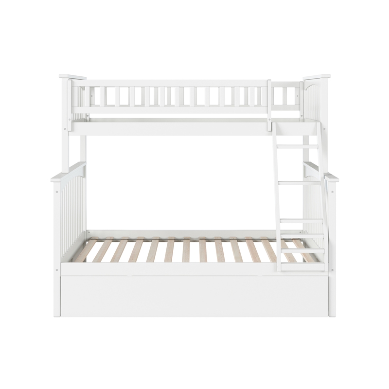 AFI Columbia Twin over Full Solid Wood Bunk Bed with Trundle in White