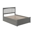 Mission Full Wood Platform Bed with Matching Footboard & Full Trundle in Grey