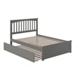 Mission Full Wood Platform Bed with Matching Footboard & Full Trundle in Grey