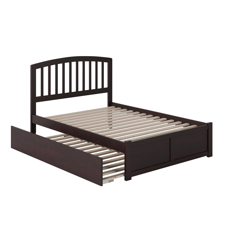 Richmond Full Wood Platform Bed with Footboard and Full Trundle in Espresso