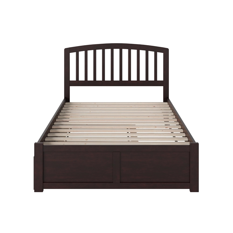Richmond Full Wood Platform Bed with Footboard and Full Trundle in Espresso
