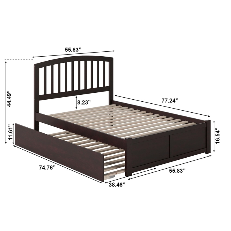 Richmond Full Wood Platform Bed with Footboard and Full Trundle in Espresso