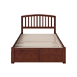 Richmond Full Wood Platform Bed with Footboard and Full Trundle in Walnut