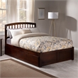 Richmond Full Wood Platform Bed with Footboard and Full Trundle in Walnut