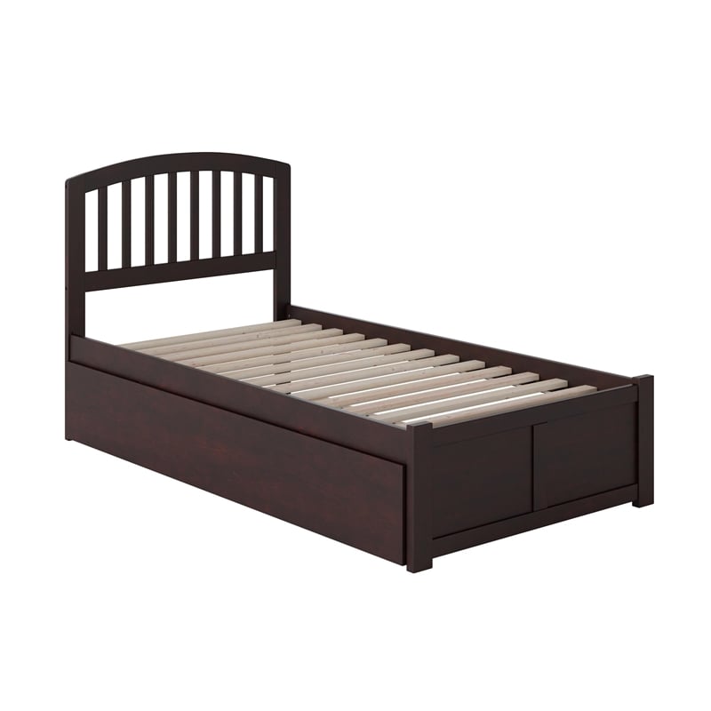 Richmond Full Wood Platform Bed with Footboard and Full Trundle in Grey