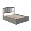 Richmond Full Wood Platform Bed with Footboard and Full Trundle in Grey