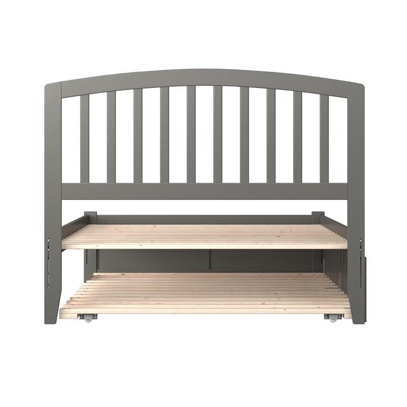 Richmond Full Wood Platform Bed with Footboard and Full Trundle in Grey