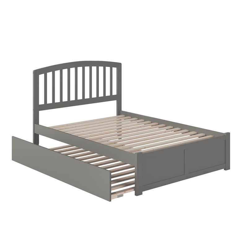 Richmond Full Wood Platform Bed with Footboard and Full Trundle in Grey