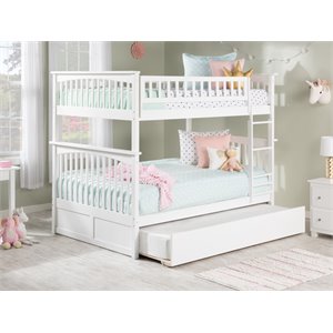 afi columbia full over full solid wood bunk bed with trundle in white