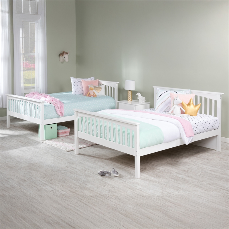 AFI Columbia Full over Full Solid Wood Bunk Bed with Trundle in White