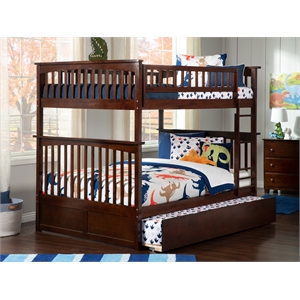afi columbia full over full solid wood bunk bed with trundle in walnut