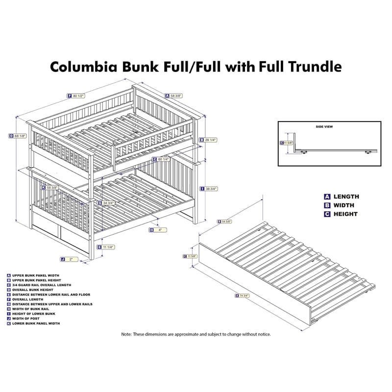 AFI Columbia Twin Over Full Wood Staircase Trundle Bunk Bed in Walnut