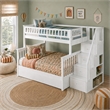 AFI Columbia Twin Over Full Wood Staircase Trundle Bunk Bed in White