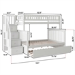 AFI Columbia Twin Over Full Wood Staircase Trundle Bunk Bed in White