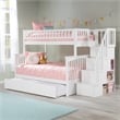 AFI Columbia Twin Over Full Wood Staircase Trundle Bunk Bed in White