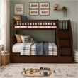 AFI Columbia Twin Over Full Wood Staircase Trundle Bunk Bed in Walnut