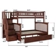 AFI Columbia Twin Over Full Wood Staircase Trundle Bunk Bed in Walnut